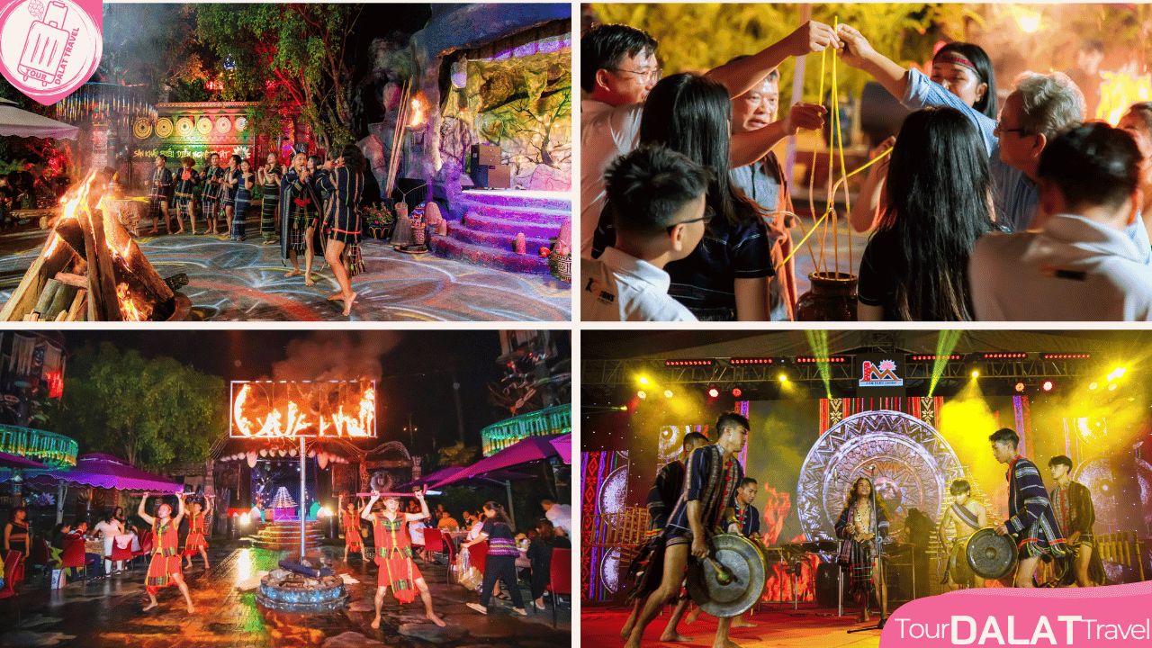 Pini- Quỷ núi Suối ma Đà Lạt-biểu diễn cồng chiêng- múa lửa